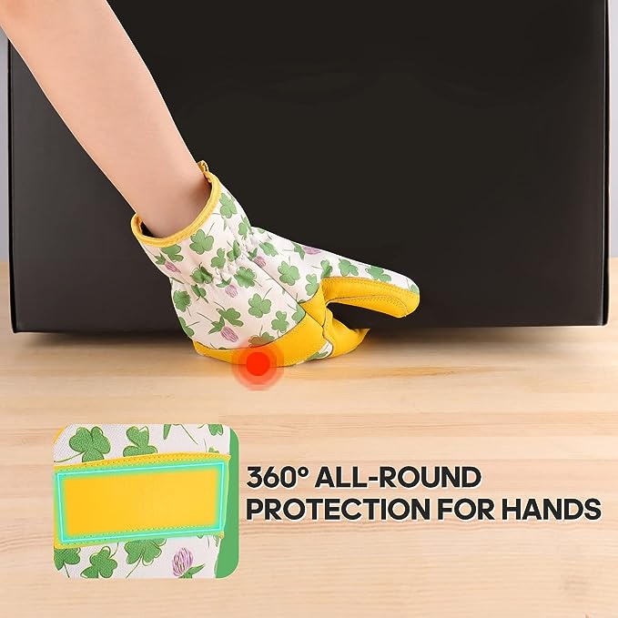 Gardening Gloves for Women Cowhide Leather Work Gloves Womens Garden Gloves for Yard & Outdoor Work Gardener Gifts