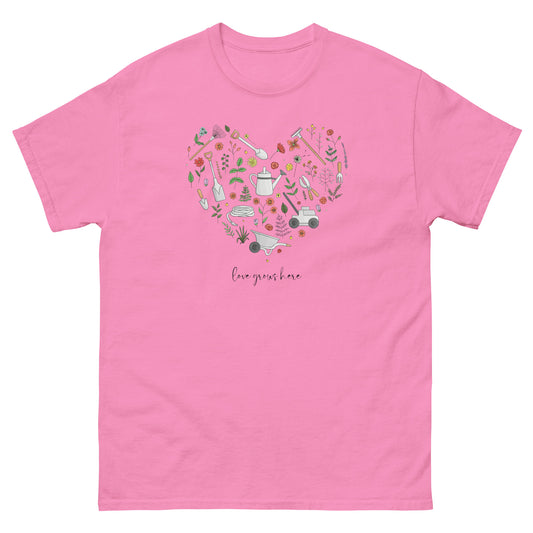 Garden Heart Love Grows Here Unisex Tee