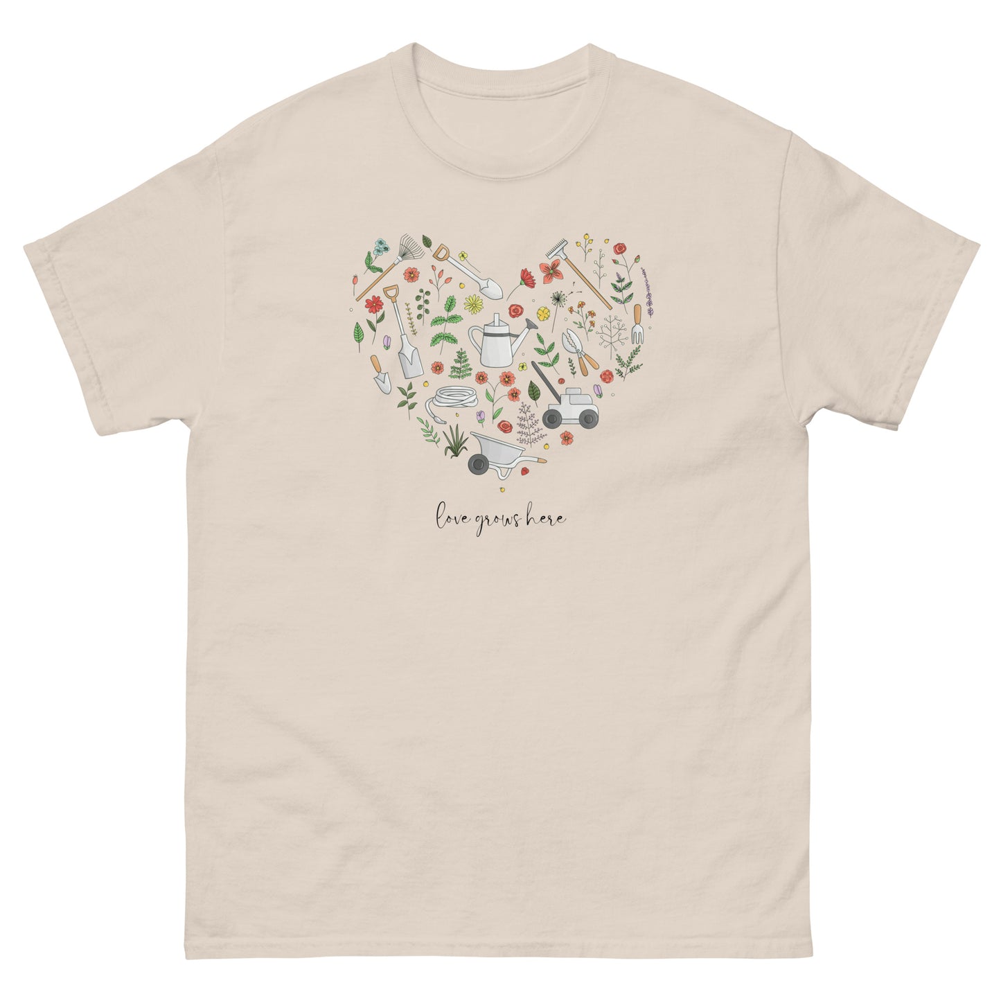 Garden Heart Love Grows Here Unisex Tee