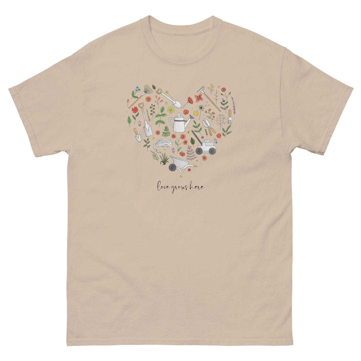 Garden Heart Love Grows Here Unisex Tee