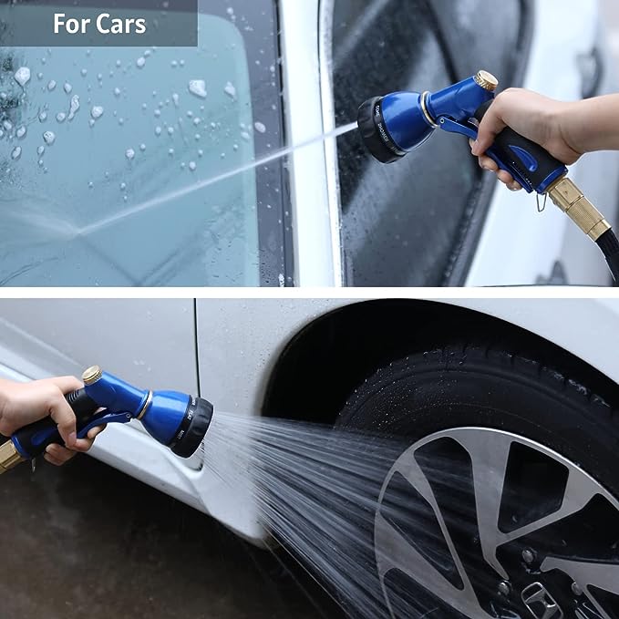 HOSUN Garden Hose Sprayer Nozzle 100% Heavy Duty Metal, Water Hose Nozzle with 8 Different Spray Patterns, High Pressure Hose Spray Nozzle for Watering Plant & Lawn, Washing Car & Pet