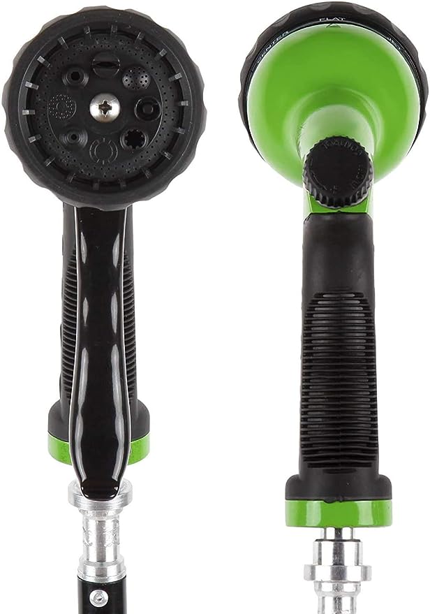 Signature Garden Heavy-Duty Water Hose Spray Nozzle - Comfort-Grip Hose Attachment - 8 Different Spray Patterns - Garden Hose Nozzle for Watering Lawns & Gardens, Washing Cars & Pets (Green)