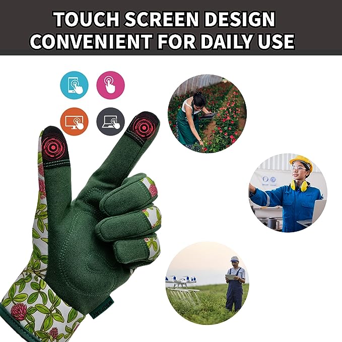 MSUPSAV Thorn Proof&Puncture Resistant Gardening Gloves with Grip,Garden Gloves for Women,Leather Work Gloves,Gifts for Women