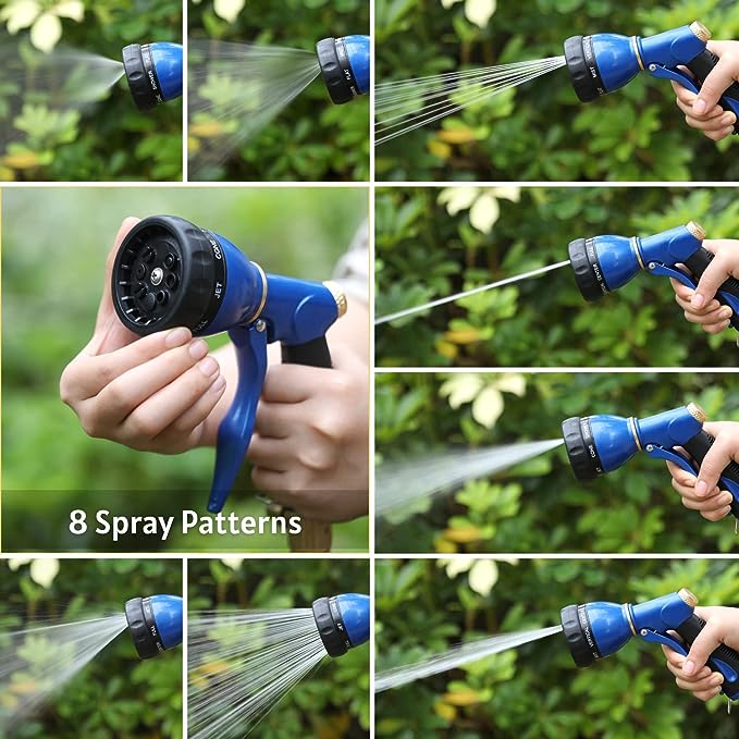 HOSUN Garden Hose Sprayer Nozzle 100% Heavy Duty Metal, Water Hose Nozzle with 8 Different Spray Patterns, High Pressure Hose Spray Nozzle for Watering Plant & Lawn, Washing Car & Pet