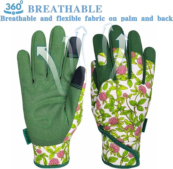 MSUPSAV Thorn Proof&Puncture Resistant Gardening Gloves with Grip,Garden Gloves for Women,Leather Work Gloves,Gifts for Women