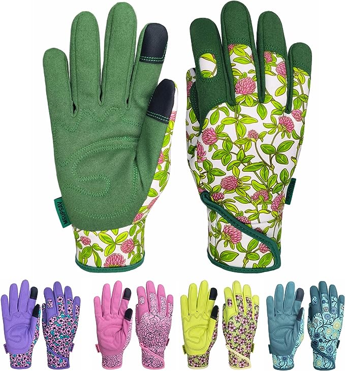 MSUPSAV Thorn Proof&Puncture Resistant Gardening Gloves with Grip,Garden Gloves for Women,Leather Work Gloves,Gifts for Women
