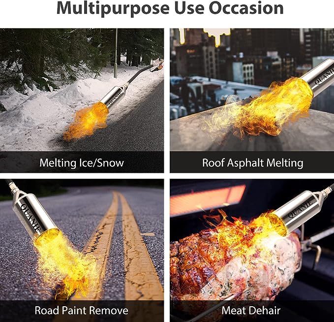 Propane Torch Burner Weed Torch High Output 800,000 BTU with 9.8FT Hose,Heavy Duty Blow Torch with Flame Control and Turbo Trigger Push Button Igniter,Flamethrower for Garden Wood Ice Snow Road (Blue)