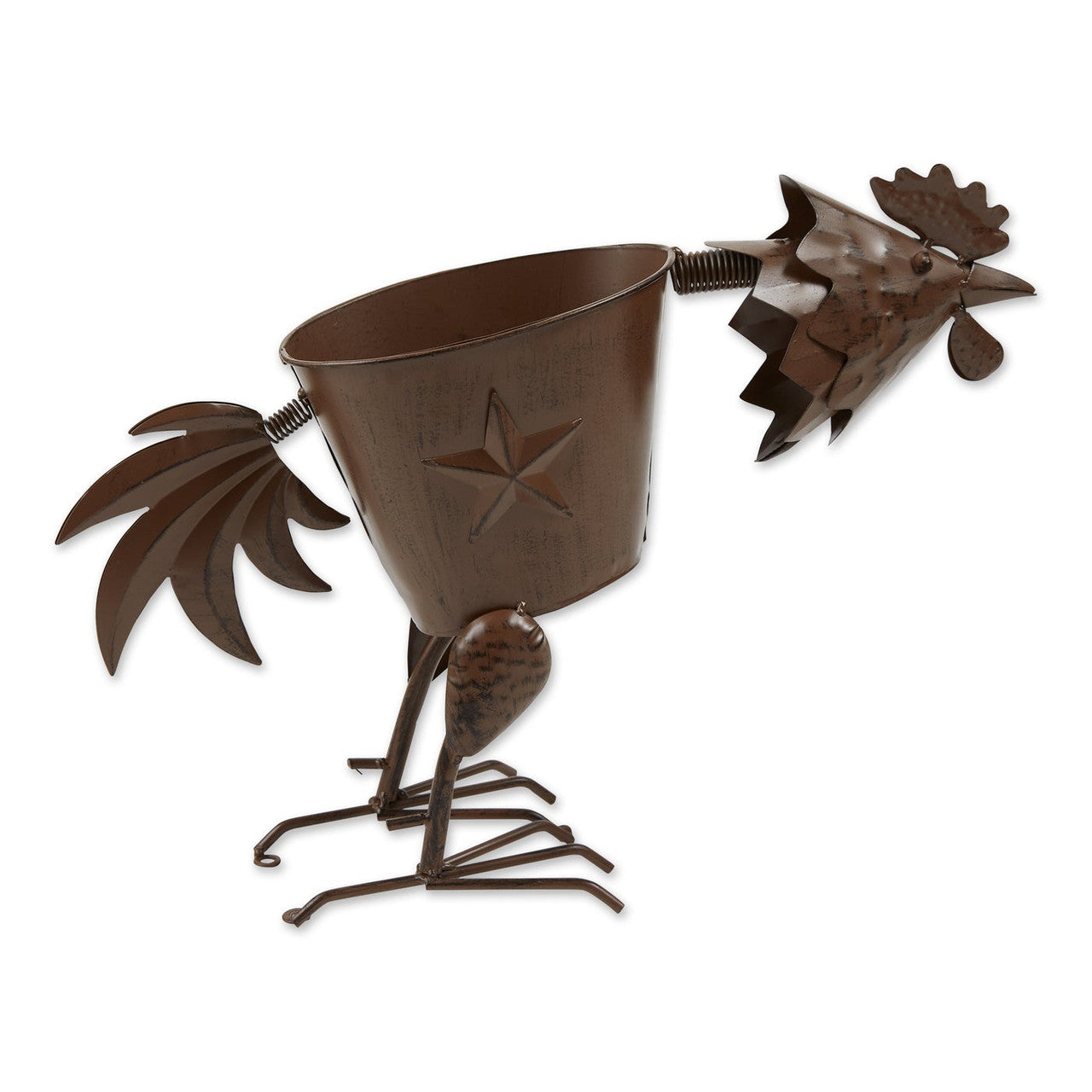Metal Rooster Planter Sculpture-0