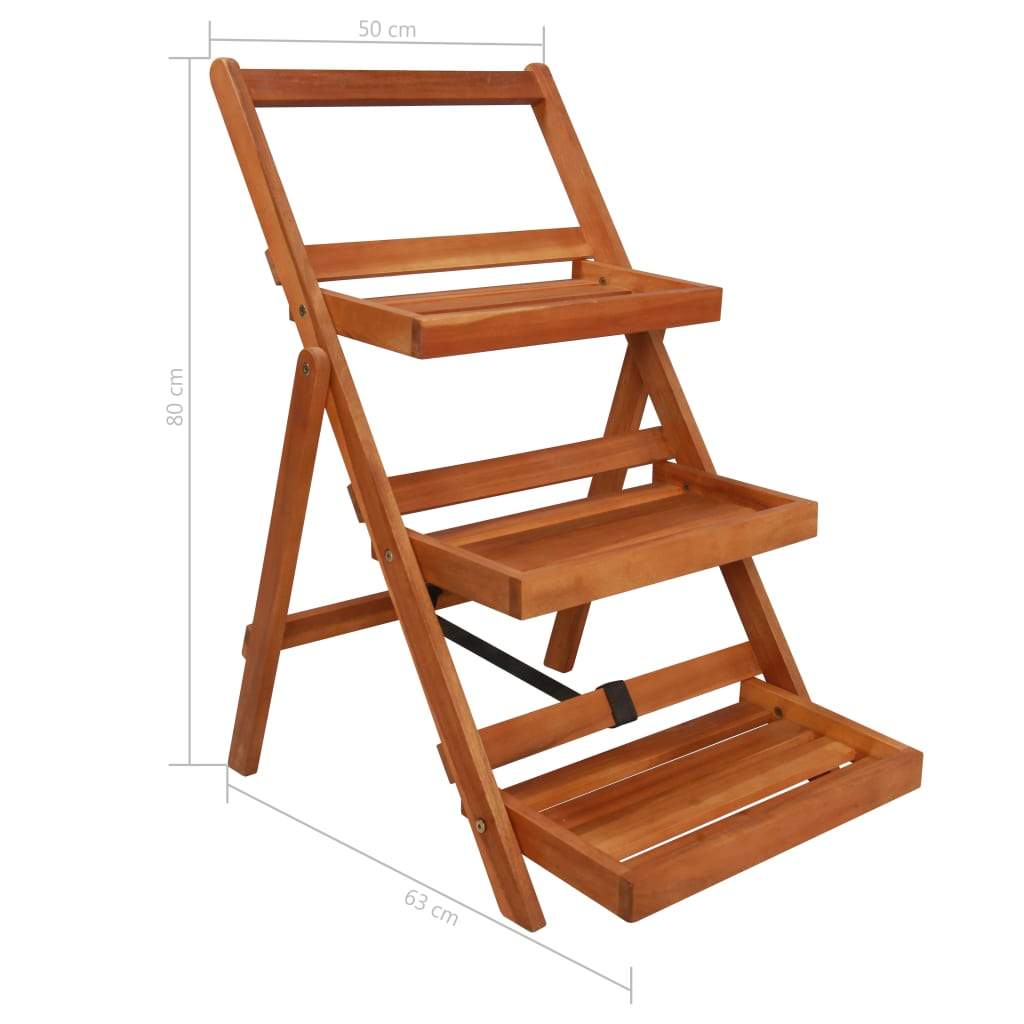 vidaXL 3-Tier Plant Stand 19.7"x24.8"x31.5" Solid Acacia Wood-5