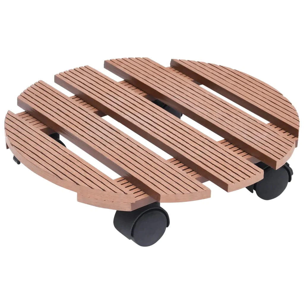 vidaXL Plant Trolleys 4 pcs Brown Ø11.8"x3" WPC-7