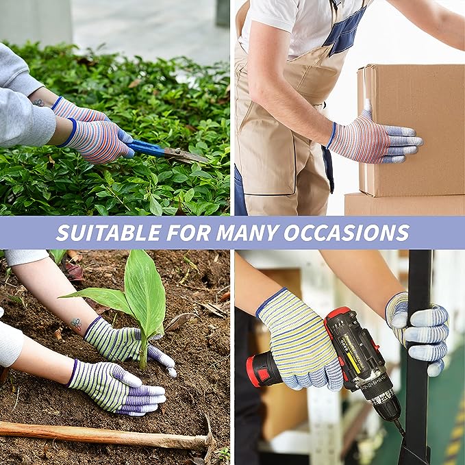 TOBEHIGHER Gardening Gloves for Women - Gardening Gloves 12 Pairs, Breathable Rubber Garden Gloves, Outdoor Protective Working Gloves
