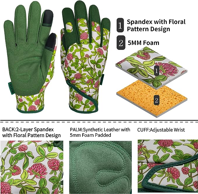 MSUPSAV Thorn Proof&Puncture Resistant Gardening Gloves with Grip,Garden Gloves for Women,Leather Work Gloves,Gifts for Women