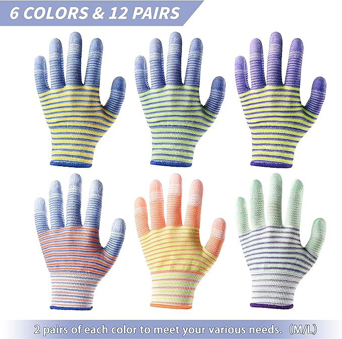 TOBEHIGHER Gardening Gloves for Women - Gardening Gloves 12 Pairs, Breathable Rubber Garden Gloves, Outdoor Protective Working Gloves