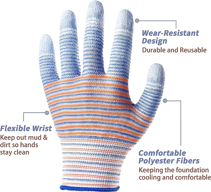 TOBEHIGHER Gardening Gloves for Women - Gardening Gloves 12 Pairs, Breathable Rubber Garden Gloves, Outdoor Protective Working Gloves