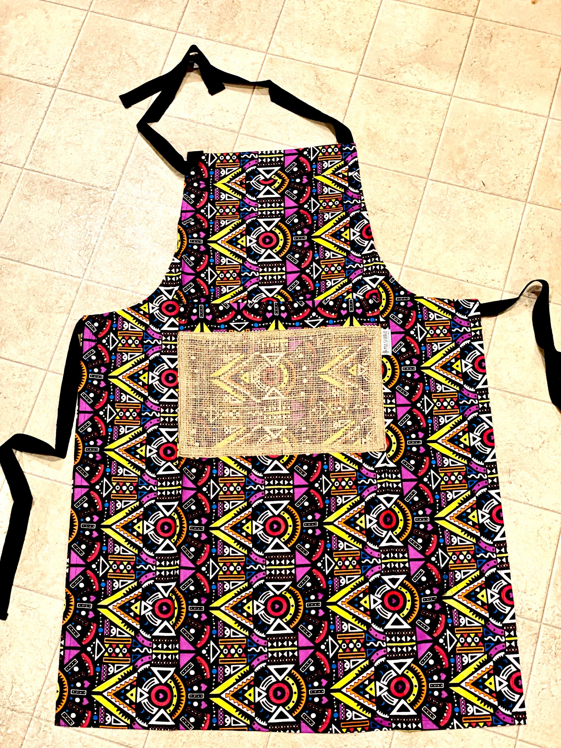 The Mashona Burlap Pocket Wax Print Aprons-0