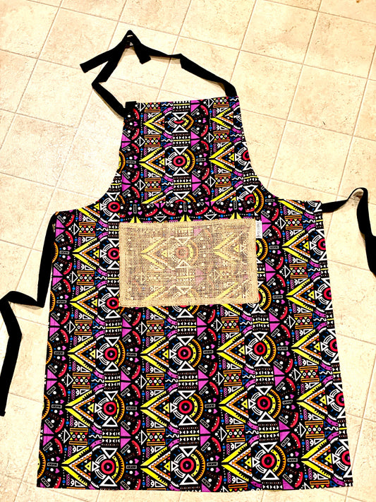 The Mashona Burlap Pocket Wax Print Aprons-0